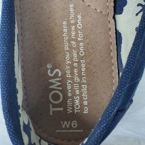Toms Classic Blue Canvas Espadrille Slip On Flats Shoes Women's Size 6 - Picture 9 of 12